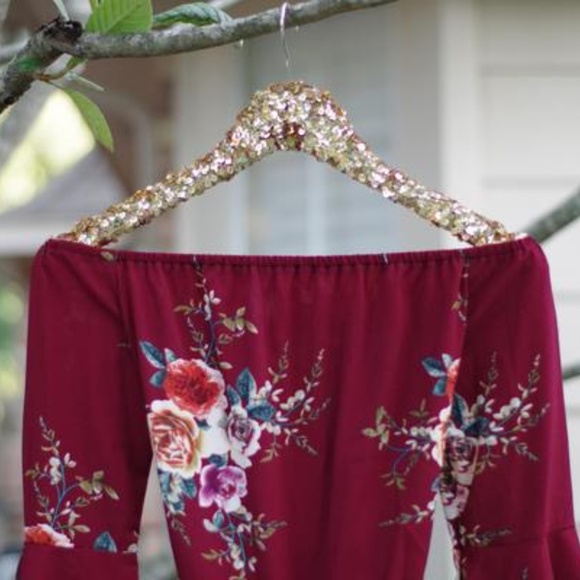 Floral Romper in Burgundy - Picture 3 of 3